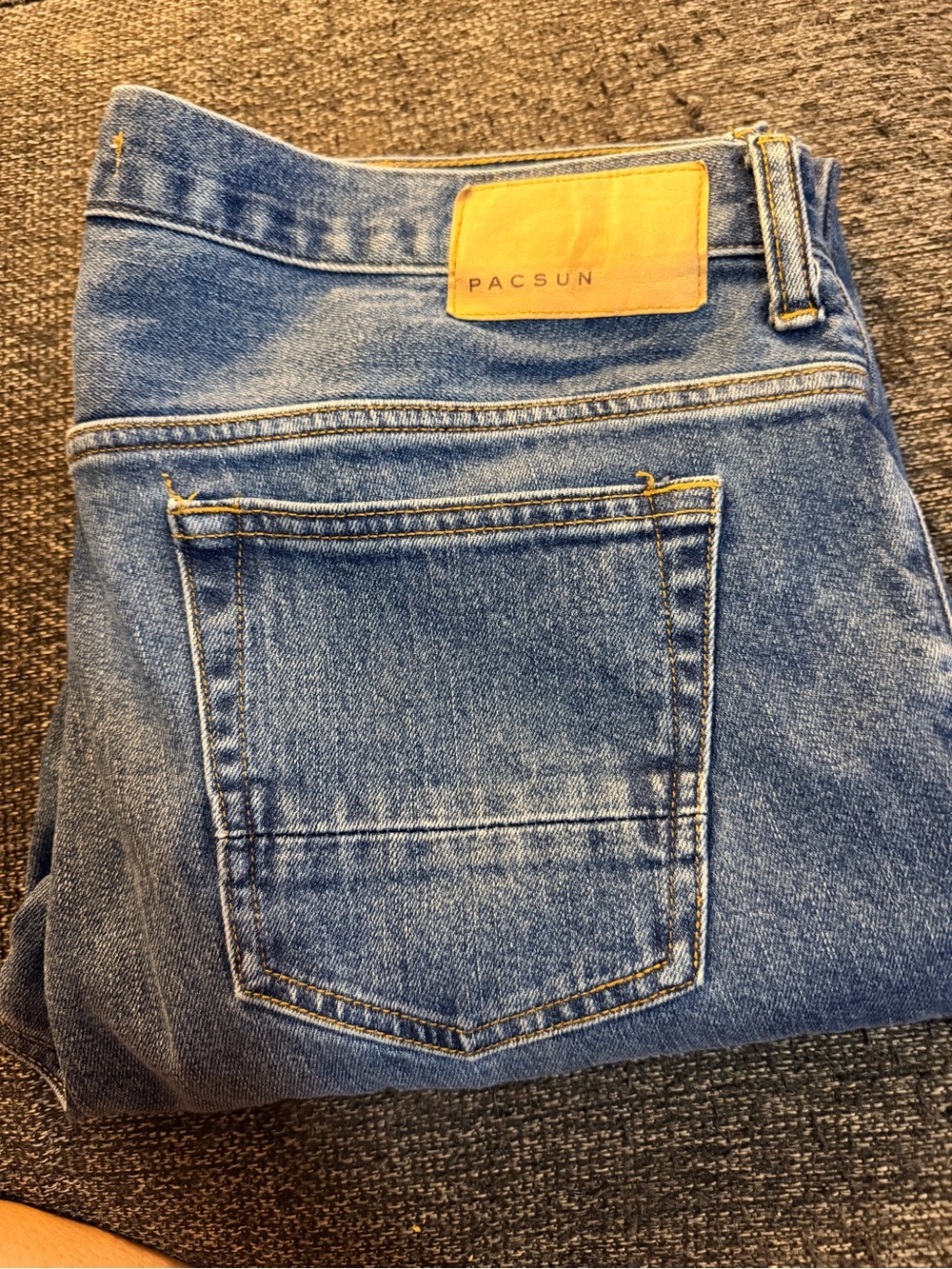 PacSun Men's Light Blue Skinny Jeans with Leather Patch